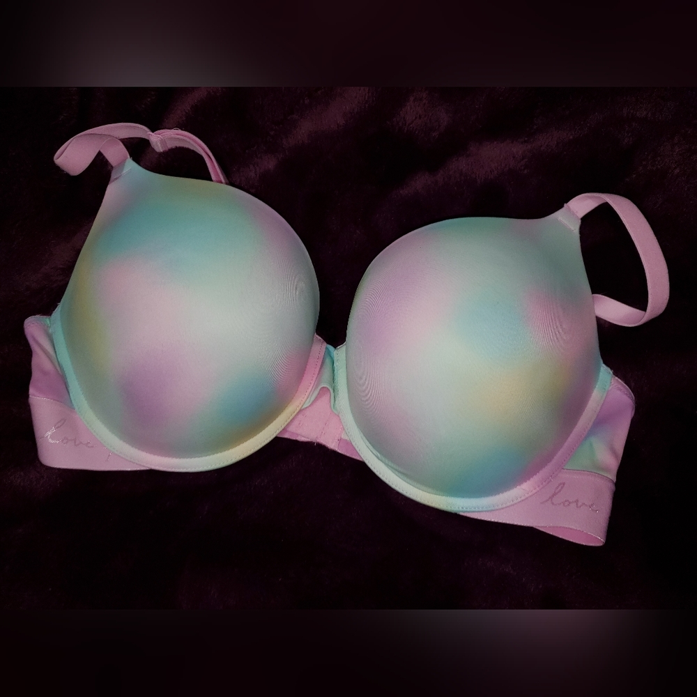 Victoria's Secret PINK Wearever Push Up Bra 38D pastel tie dye NWT